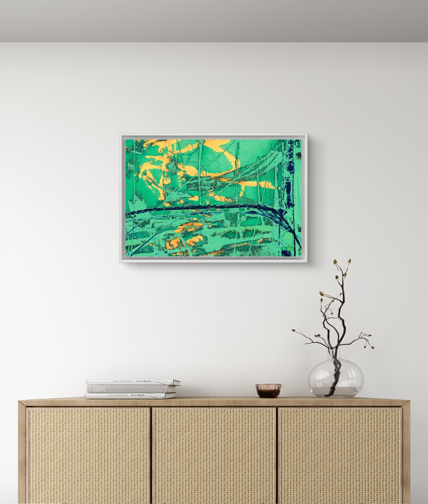 Framed Canvas Print: "Green Room"