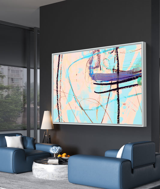 Framed Canvas Print: "Piano Play"