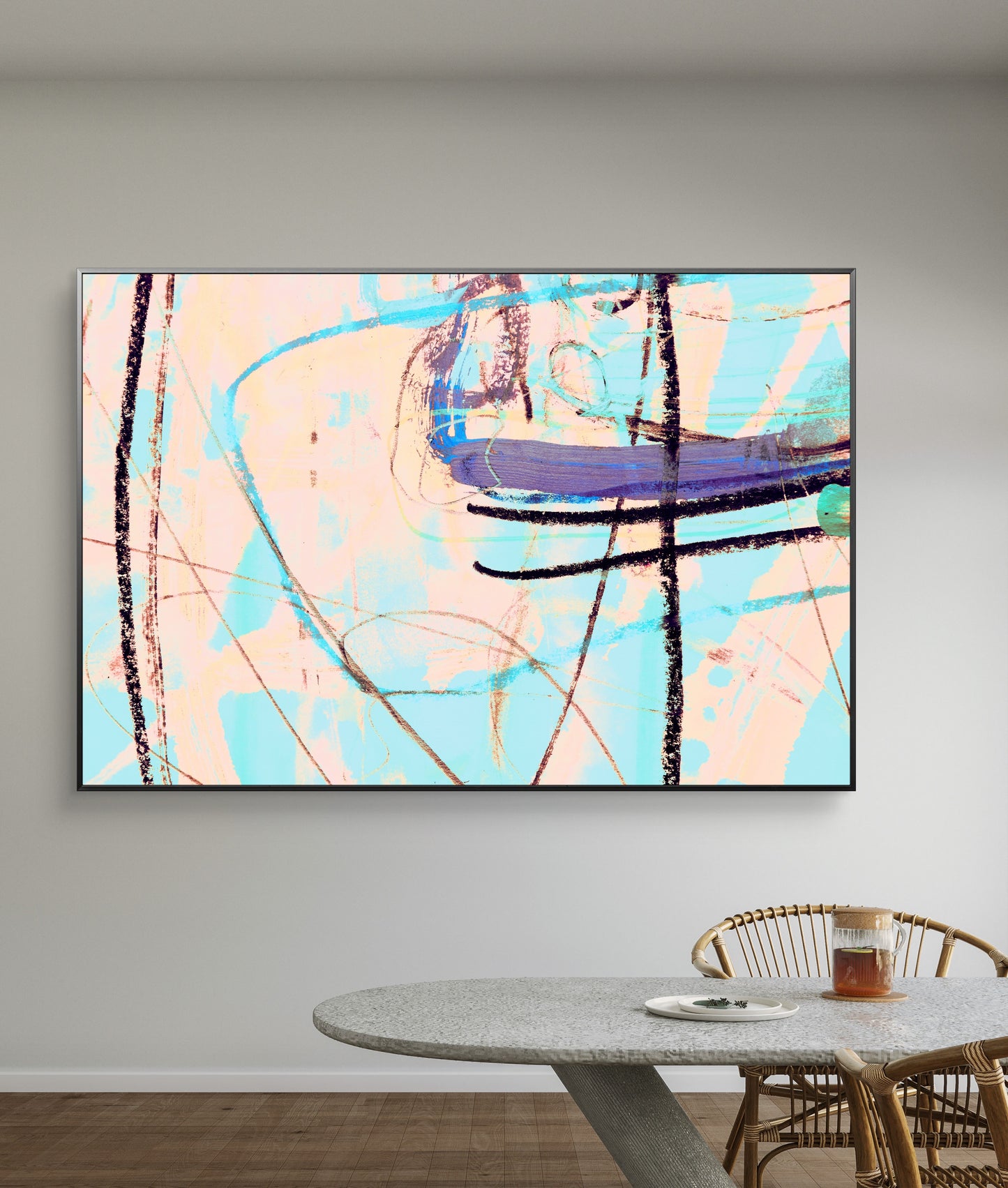 Framed Canvas Print: "Piano Play"